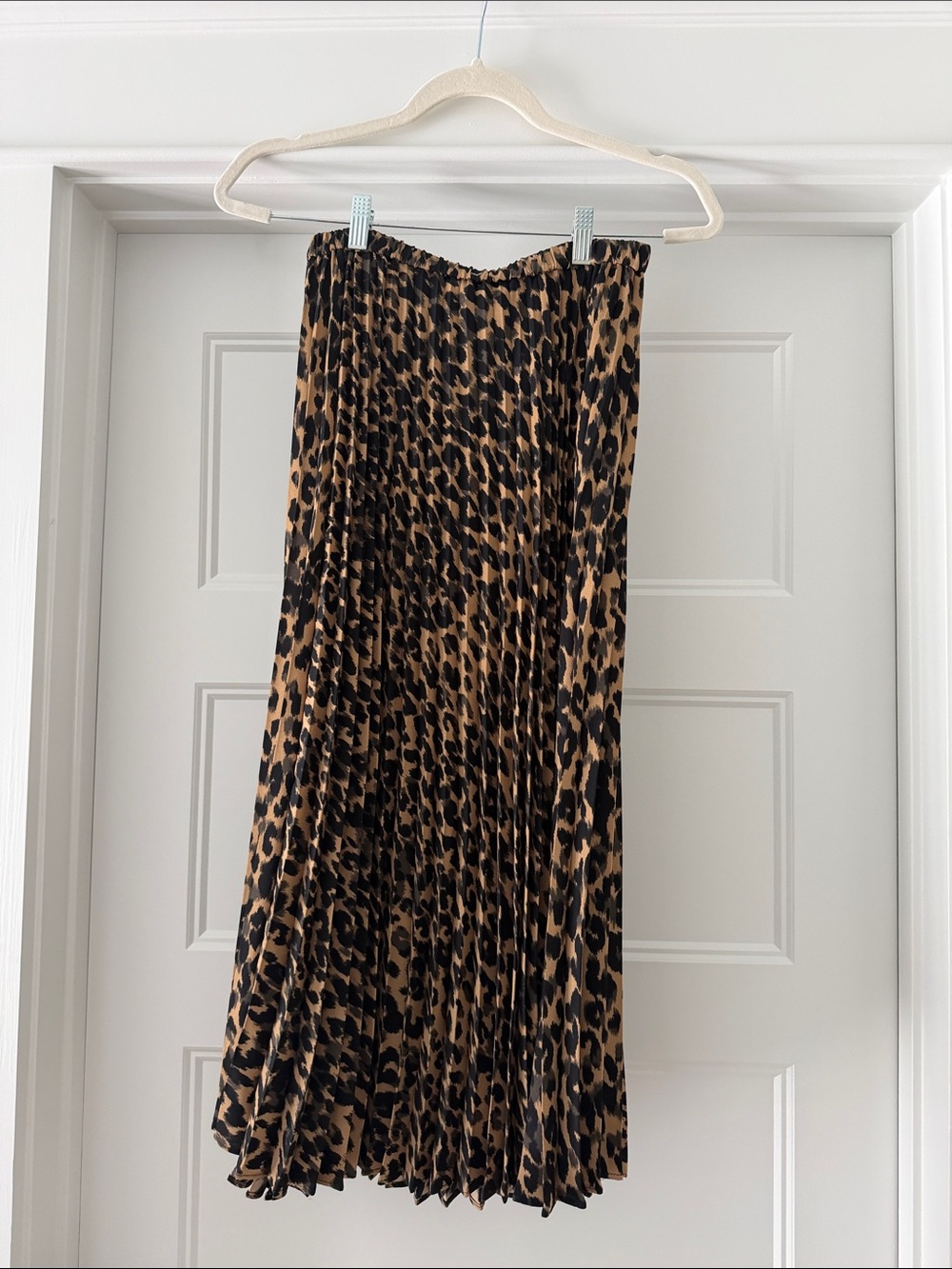 Halogen Leopard Print Pleated Midi Skirt - Brown/Black